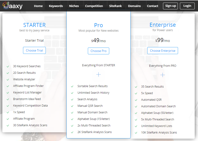 Jaaxy Membership Options