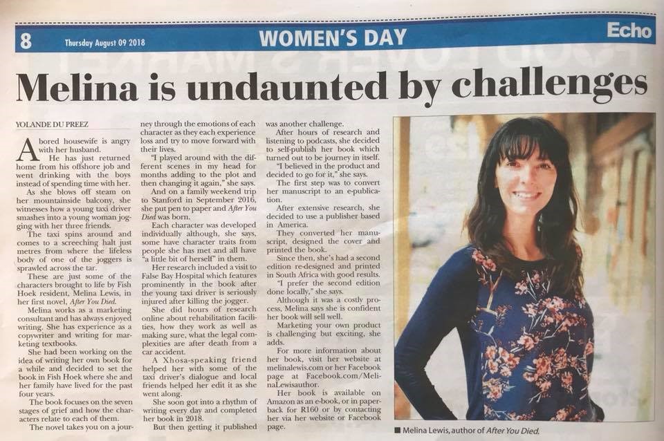 Melina Lewis Article in the False Bay ECHO