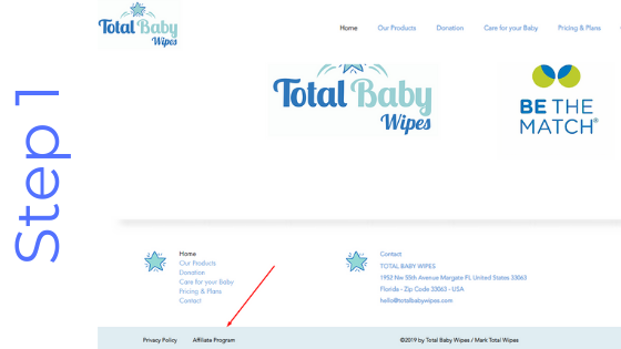 Total Baby Wipes Affiliate Program Step 1