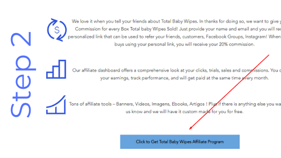 Total Baby Wipes Affiliate Program Step 2