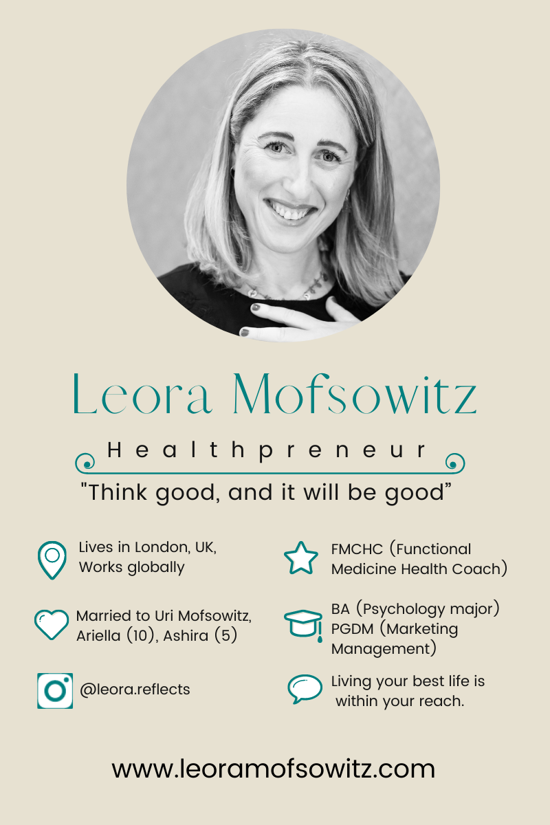 Honoured to interview and feature Leora Mofsowitz, healthpreneur, and Functional Medicine Health Coach (FMCHC). Leora is committed to empowering people to reach their full health potential.  #leoramofsowitz #healthpreneur #functionalmedicinehealthcoach #fmchc