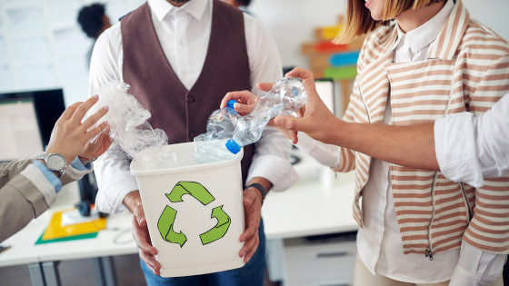 How To Reduce Waste And Improve Carbon Emissions as a Business | employees recycling